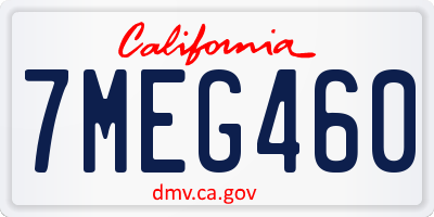 CA license plate 7MEG460