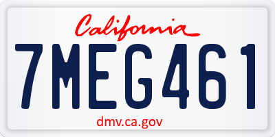 CA license plate 7MEG461