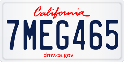 CA license plate 7MEG465