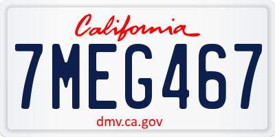 CA license plate 7MEG467