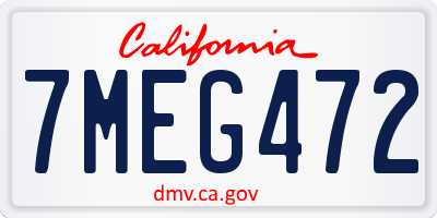 CA license plate 7MEG472