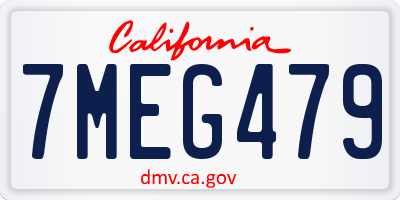 CA license plate 7MEG479