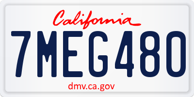 CA license plate 7MEG480