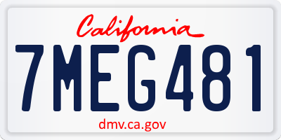 CA license plate 7MEG481