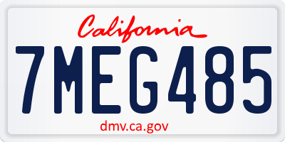 CA license plate 7MEG485