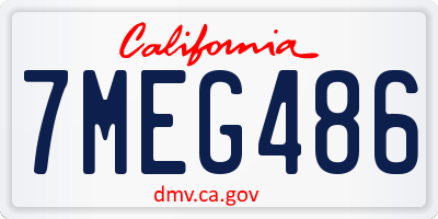 CA license plate 7MEG486