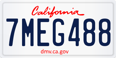 CA license plate 7MEG488