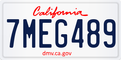 CA license plate 7MEG489