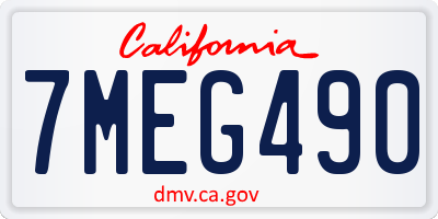 CA license plate 7MEG490