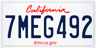 CA license plate 7MEG492