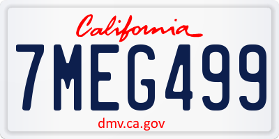 CA license plate 7MEG499