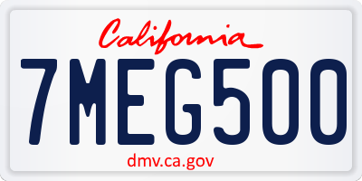CA license plate 7MEG500