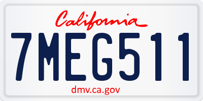 CA license plate 7MEG511