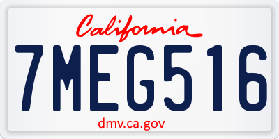 CA license plate 7MEG516
