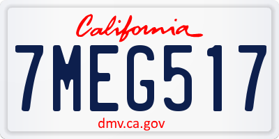 CA license plate 7MEG517