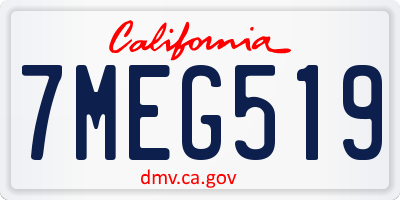 CA license plate 7MEG519