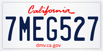 CA license plate 7MEG527