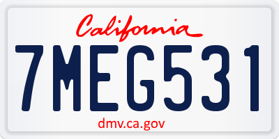 CA license plate 7MEG531