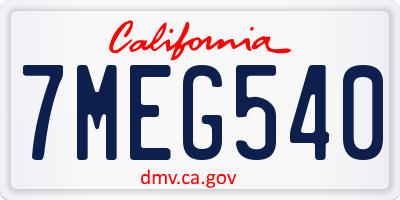 CA license plate 7MEG540