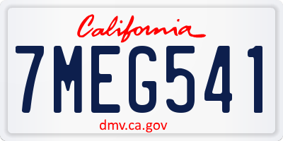 CA license plate 7MEG541