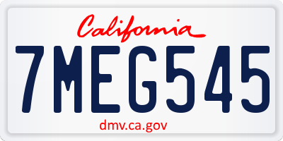 CA license plate 7MEG545