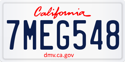 CA license plate 7MEG548