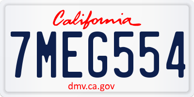 CA license plate 7MEG554