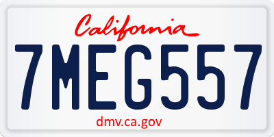 CA license plate 7MEG557