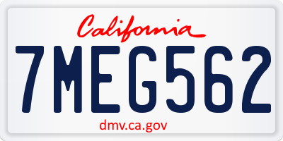 CA license plate 7MEG562