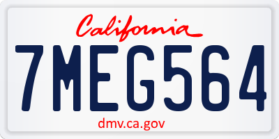 CA license plate 7MEG564