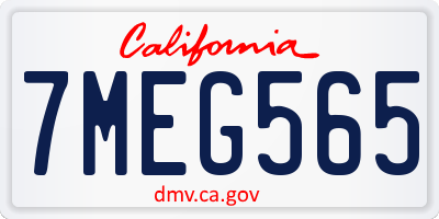 CA license plate 7MEG565