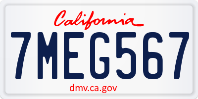 CA license plate 7MEG567