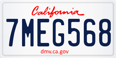 CA license plate 7MEG568