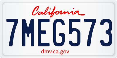 CA license plate 7MEG573