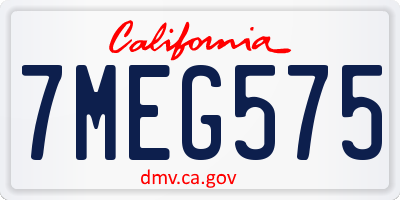 CA license plate 7MEG575