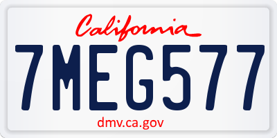 CA license plate 7MEG577