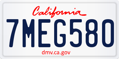 CA license plate 7MEG580