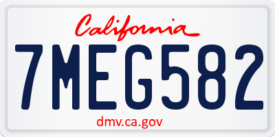 CA license plate 7MEG582