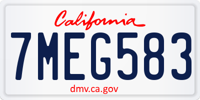 CA license plate 7MEG583