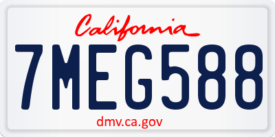 CA license plate 7MEG588