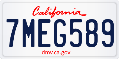 CA license plate 7MEG589