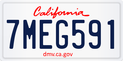 CA license plate 7MEG591