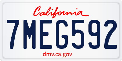CA license plate 7MEG592