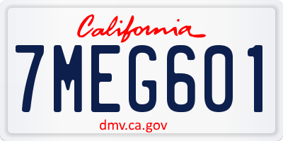 CA license plate 7MEG601