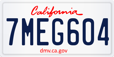 CA license plate 7MEG604