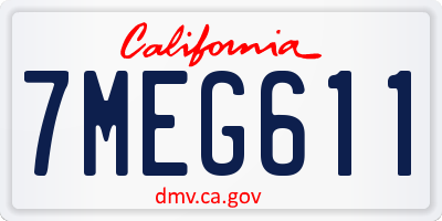 CA license plate 7MEG611