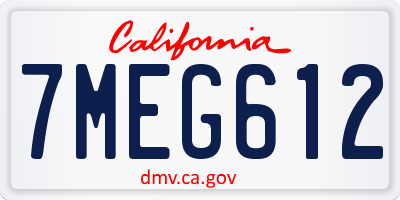 CA license plate 7MEG612