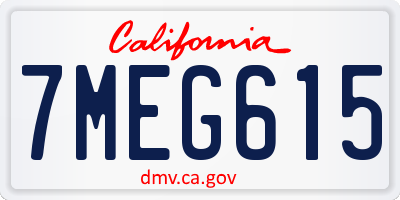 CA license plate 7MEG615