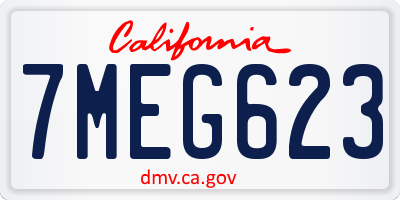 CA license plate 7MEG623