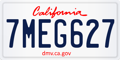 CA license plate 7MEG627
